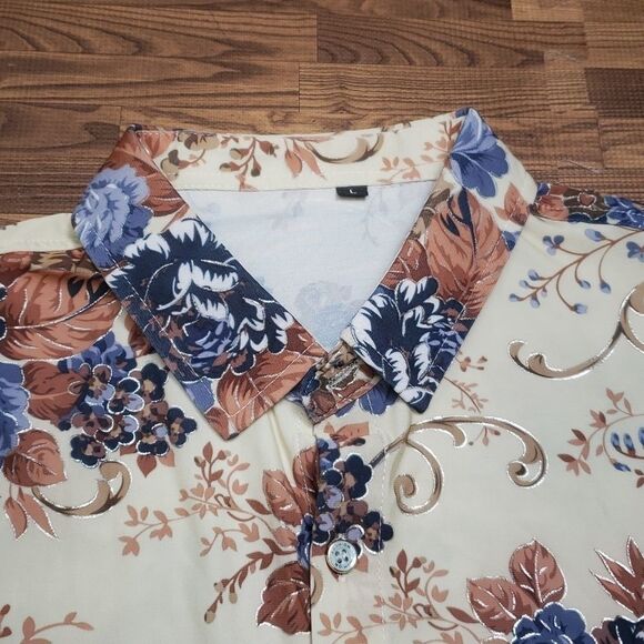 Fashion floral print button-down shirt size large - Picture 12 of 15